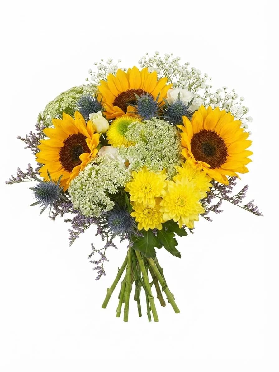 Bouquet Tournesols et Chardons Bleus